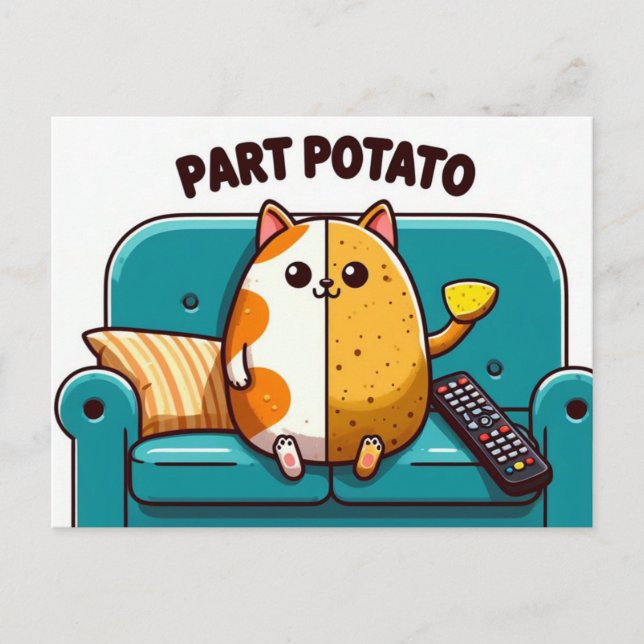 Funny Part Couch Part Potato Cat Postcard (Front)