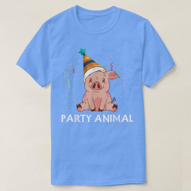 Funny Party Animal Birthday Costume Design For Pig T-Shirt (Design Front)