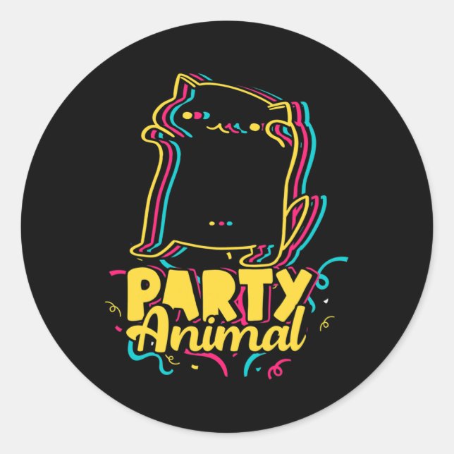 Funny Party Animal Disco Dancing Cat Meme  Classic Round Sticker (Front)