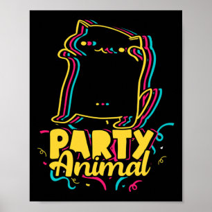 Funny Party Animal Disco Dancing Cat Meme Poster