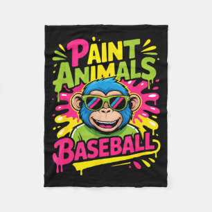 Funny party animals baseball monkey sunglasses Fun Fleece Blanket