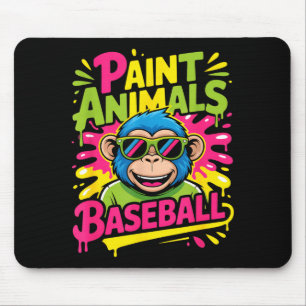 Funny party animals baseball monkey sunglasses Fun Mouse Pad