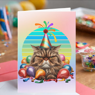 Funny Party Cat Birthday Card