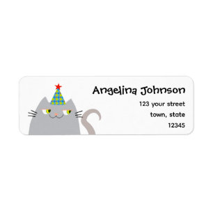 Funny Party Cat Return Address