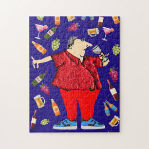 Funny Party Man Drinking Wine Jigsaw Puzzle