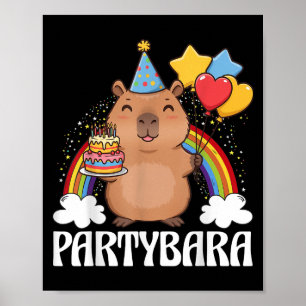 Funny Partybara Capybara Happy Birthday Kids Boys Poster