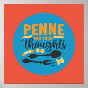 Funny Pasta Food Pun Vintage Colour Typography Art Poster