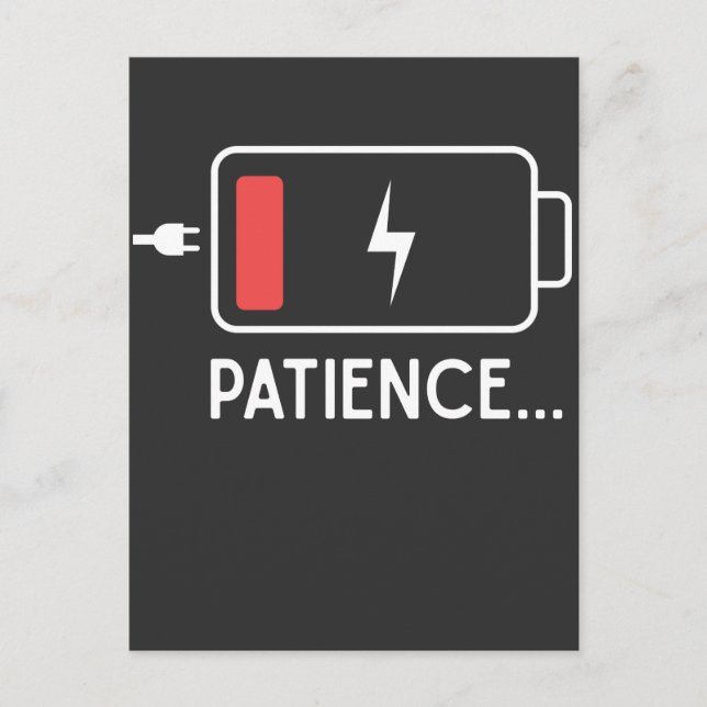 Funny Patience Mum and Dad Low Battery New Baby Postcard (Front)