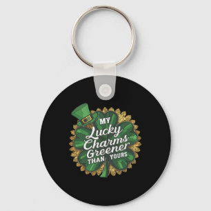 Funny Patricks Day My Lucky Charm Greener Than You Key Ring