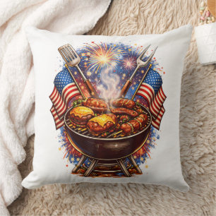 Funny Patriotic Bbq Lovers 4Th Of July Cushion