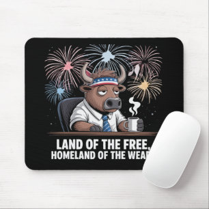 Funny Patriotic Buffalo Tired Office Worker Mouse Pad