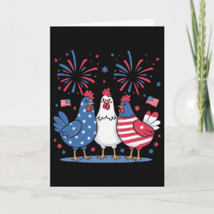 Funny Patriotic Chickens Usa Flag 4th Of July Chic Card