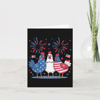 Funny Patriotic Chickens Usa Flag 4th Of July Chic Card