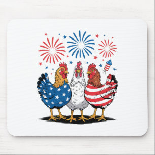 Funny Patriotic Chickens Usa Flag 4th Of July Chic Mouse Pad