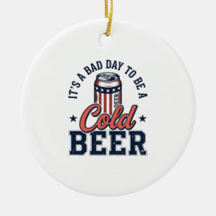 Funny Patriotic Cold Beer Vintage Vector Shirt Des Ceramic Tree Decoration