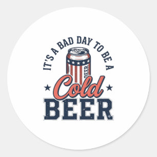 Funny Patriotic Cold Beer Vintage Vector Shirt Des Classic Round Sticker