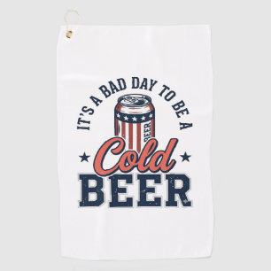 Funny Patriotic Cold Beer Vintage Vector Shirt Des Golf Towel