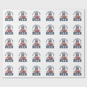 Funny Patriotic Cold Beer Vintage Vector Shirt Des Wrapping Paper