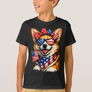 Funny patriotic corgi dog american flag graphicFun T-Shirt