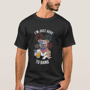 Funny Patriotic Dog Beer Fireworks 4th of July T-Shirt