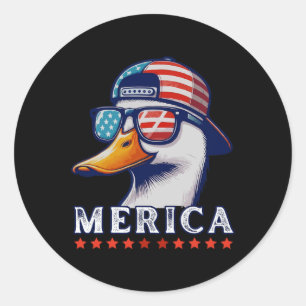 Funny Patriotic Duck Lovers 4th Of July Funny Duck Classic Round Sticker