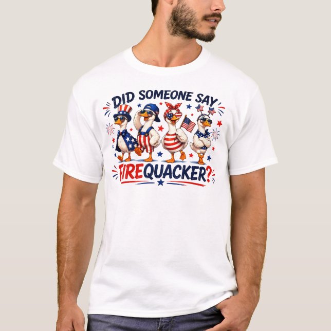 Funny Patriotic Firequacker Duck T-Shirt (Front)