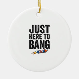 Funny Patriotic Firework Bang Vintage Shirt Design Ceramic Tree Decoration