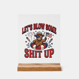 Funny Patriotic Highland Cow Fireworks Shirt (2)_1 Acrylic Sign