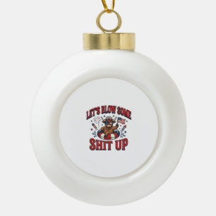 Funny Patriotic Highland Cow Fireworks Shirt (2)_1 Ceramic Ball Christmas Ornament