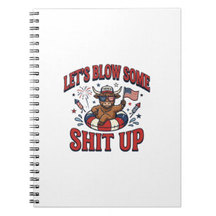 Funny Patriotic Highland Cow Fireworks Shirt (2)_1 Notebook
