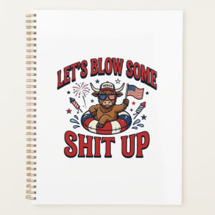 Funny Patriotic Highland Cow Fireworks Shirt (2)_1 Planner