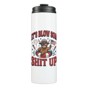 Funny Patriotic Highland Cow Fireworks Shirt (2)_1 Thermal Tumbler