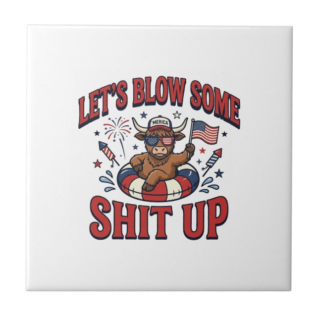 Funny Patriotic Highland Cow Fireworks Shirt (2)_1 Tile (Front)