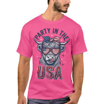 Funny Patriotic Highland Cow USA Independence Day 