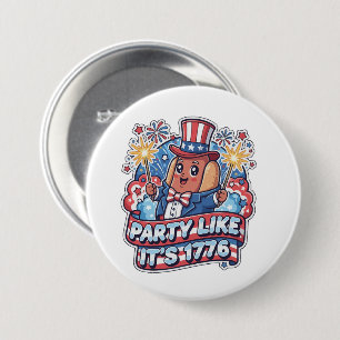 Funny Patriotic Hot Dog 4th of July Party 7.5 Cm Round Badge