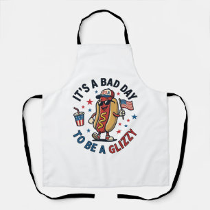 Funny Patriotic Hot Dog Vintage Engraving Shirt De Apron