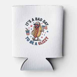 Funny Patriotic Hot Dog Vintage Engraving Shirt De Can Cooler