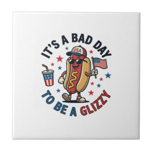 Funny Patriotic Hot Dog Vintage Engraving Shirt De Tile