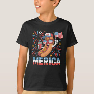 Funny Patriotic Hotdog merica Style 4th Of July Bb T-Shirt