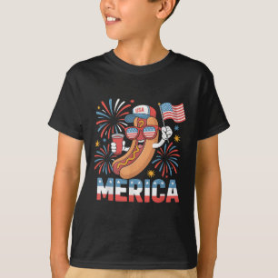 Funny Patriotic Hotdog Merica Style 4th Of July Bb T-Shirt