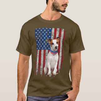 Funny Patriotic Jack Russell Terrier American Flag T-Shirt