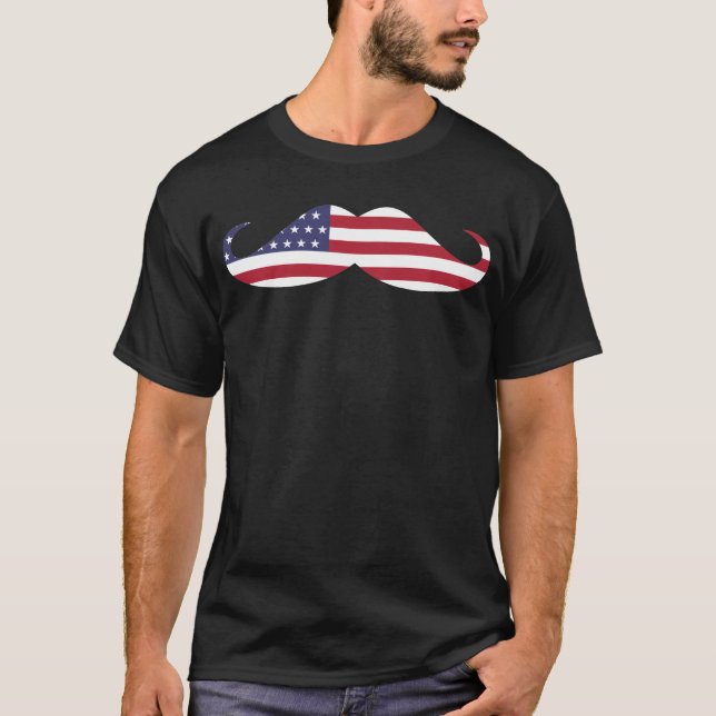 Funny Patriotic Moustache Adult american flag T-Shirt (Front)