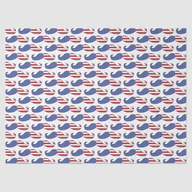Funny Patriotic Moustache Pattern Tissue Paper (Front)