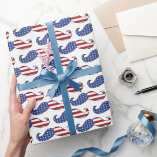 Funny Patriotic Moustache Pattern Wrapping Paper