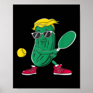 Funny Patriotic Pickle Player Playing Pickleball G Poster