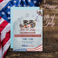 Funny Patriotic Raccoons BBQ & Fireworks 
