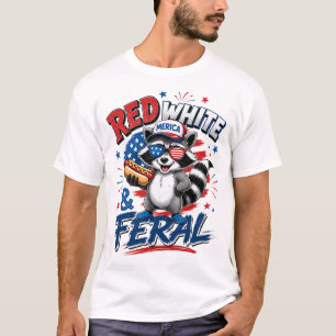 Funny Patriotic Racoon Graphic T-Shirt