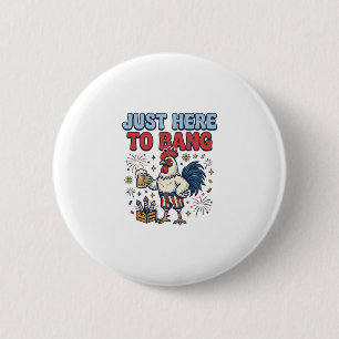Funny Patriotic Rooster Fireworks Beer Shirt Desig 6 Cm Round Badge