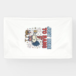 Funny Patriotic Rooster Fireworks Beer Shirt Desig Banner