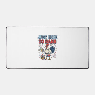 Funny Patriotic Rooster Fireworks Beer Shirt Desig Desk Mat
